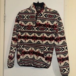 Gildan Men's Zip Up Sweater - Black, Red, White Pattern